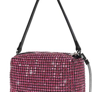 Elegant Rhinestone Evening Bag for Women - Sparkling Pink Crossbody Purse
